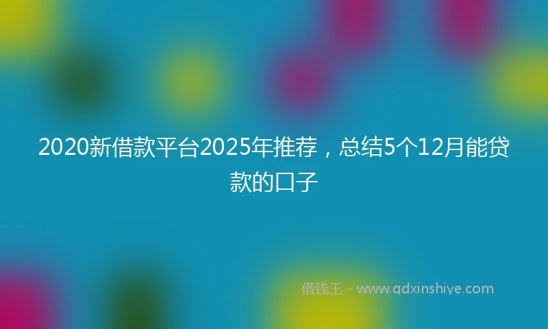 2020新借款平台2025年推荐，总结5个12月能贷款的口子