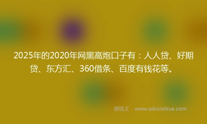 2025年的2020年网黑高炮口子有：人人贷、好期贷、东方汇、360借条、百度有钱花等。