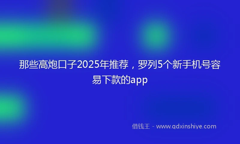 那些高炮口子2025年推荐，罗列5个新手机号容易下款的app