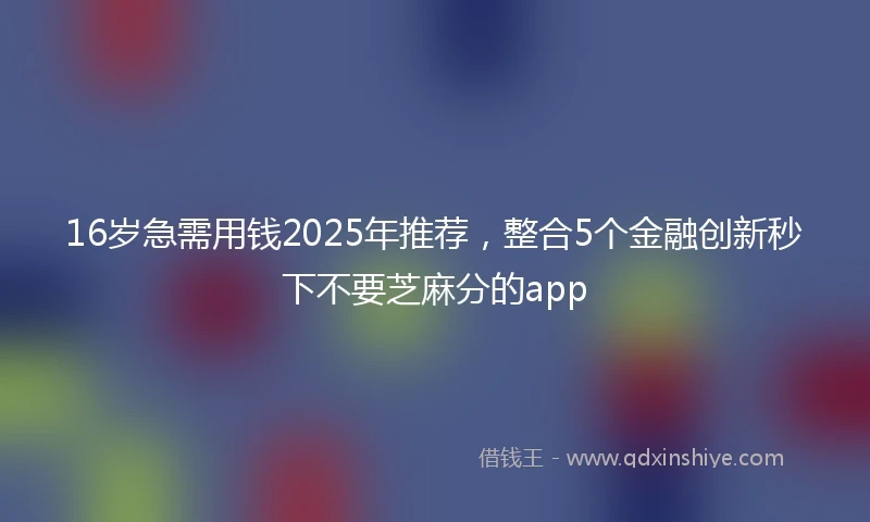 16岁急需用钱2025年推荐，整合5个金融创新秒下不要芝麻分的app