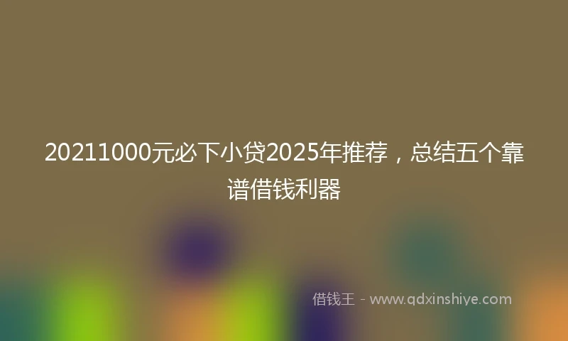 20211000元必下小贷2025年推荐，总结五个靠谱借钱利器