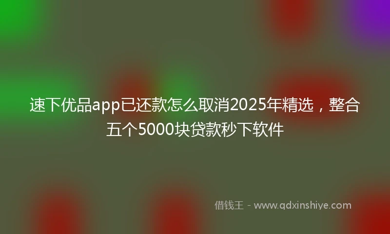 速下优品app已还款怎么取消2025年精选，整合五个5000块贷款秒下软件
