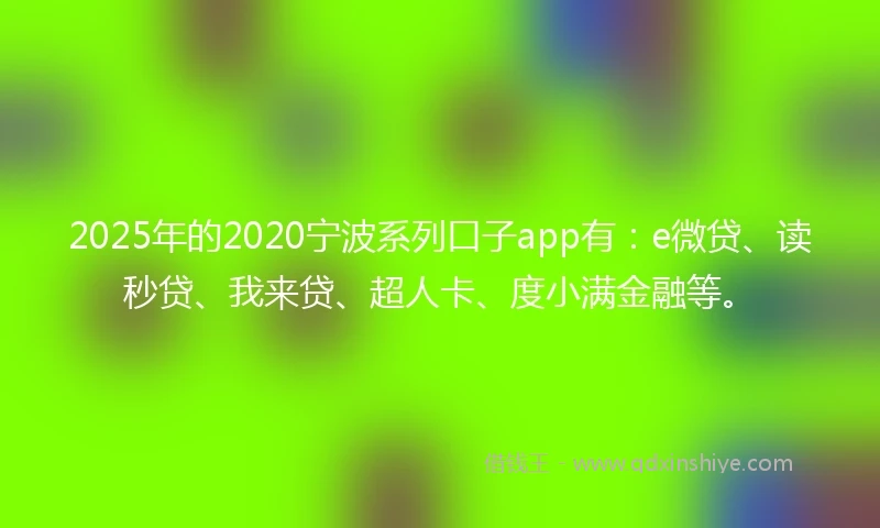 2025年的2020宁波系列口子app有：e微贷、读秒贷、我来贷、超人卡、度小满金融等。