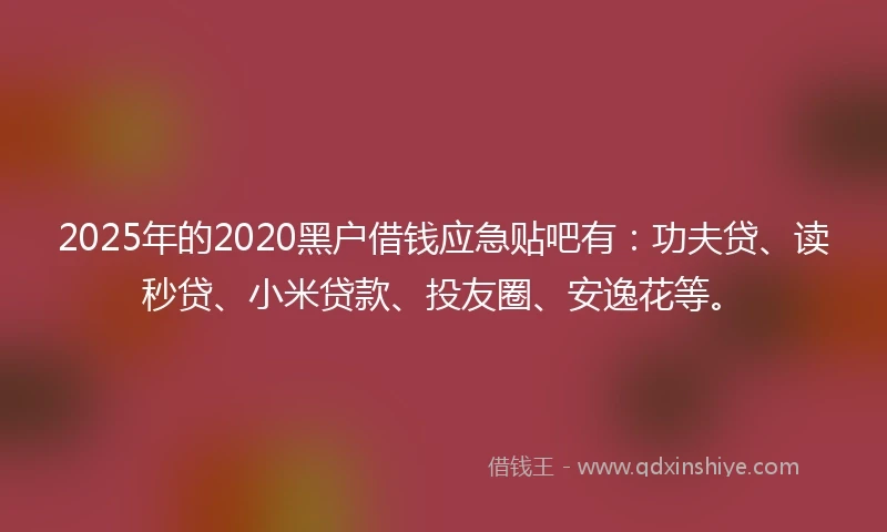 2025年的2020黑户借钱应急贴吧有：功夫贷、读秒贷、小米贷款、投友圈、安逸花等。