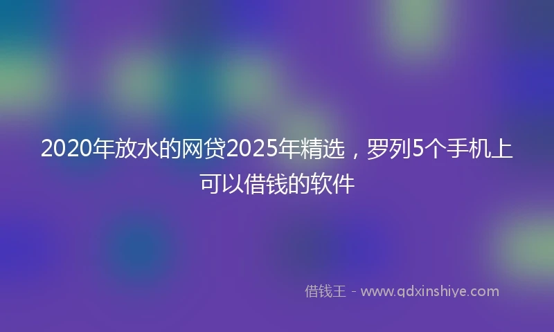 2020年放水的网贷2025年精选，罗列5个手机上可以借钱的软件
