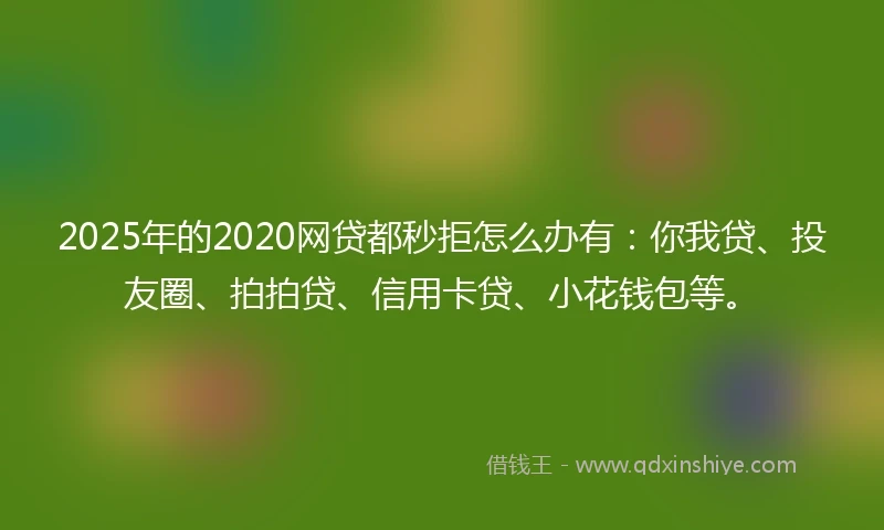 2025年的2020网贷都秒拒怎么办有：你我贷、投友圈、拍拍贷、信用卡贷、小花钱包等。