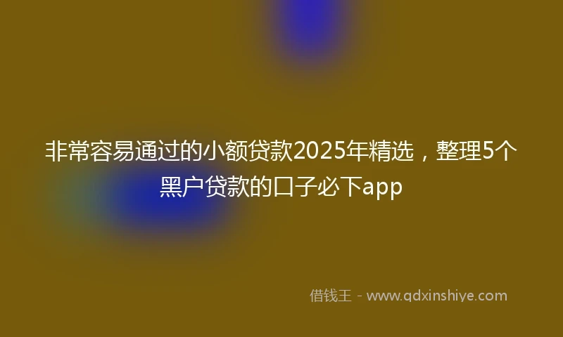 非常容易通过的小额贷款2025年精选，整理5个黑户贷款的口子必下app