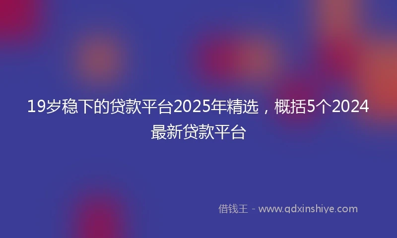 19岁稳下的贷款平台2025年精选，概括5个2024最新贷款平台