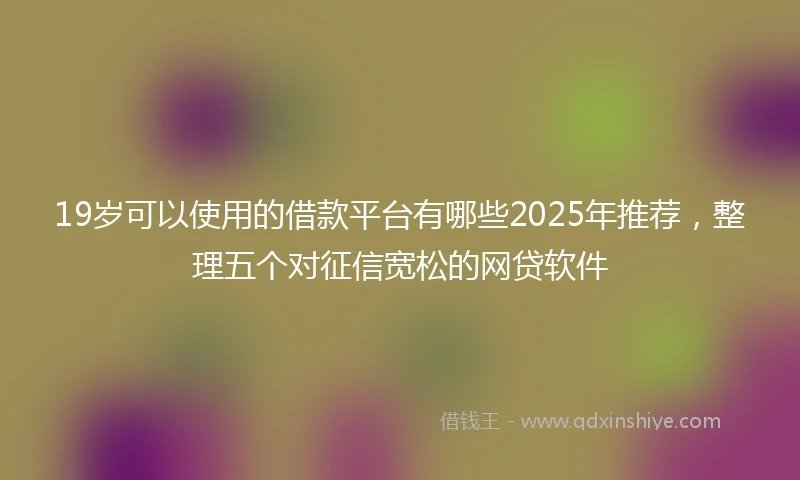 19岁可以使用的借款平台有哪些2025年推荐，整理五个对征信宽松的网贷软件