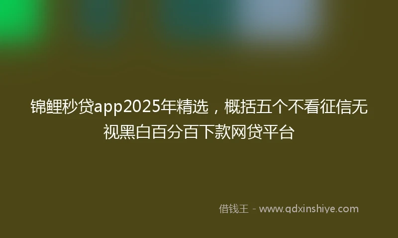 锦鲤秒贷app2025年精选，概括五个不看征信无视黑白百分百下款网贷平台