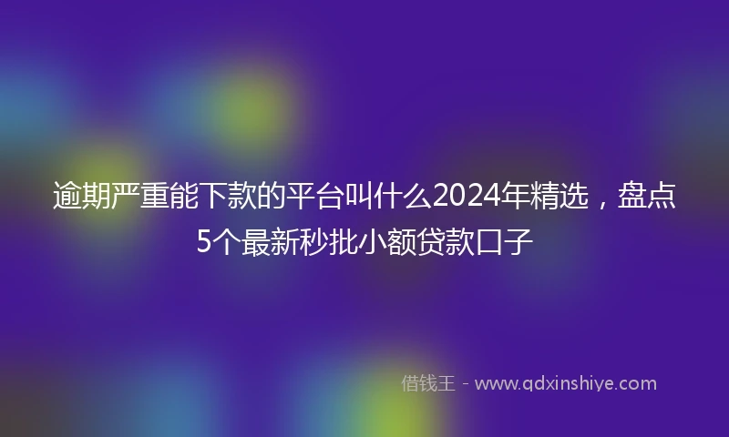 逾期严重能下款的平台叫什么2024年精选，盘点5个最新秒批小额贷款口子