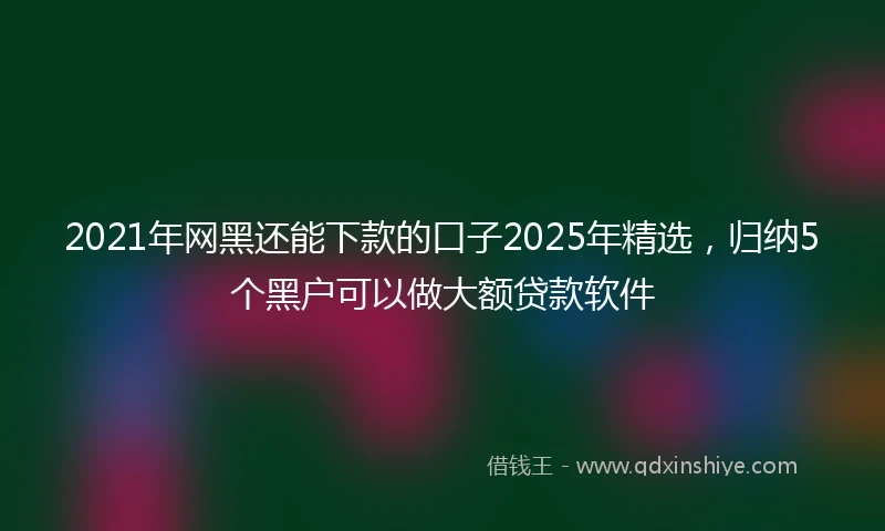 2021年网黑还能下款的口子2025年精选，归纳5个黑户可以做大额贷款软件