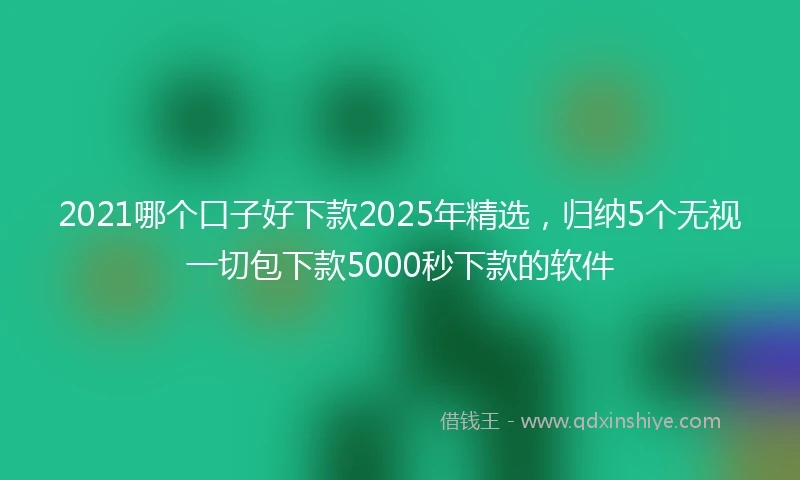 2021哪个口子好下款2025年精选，归纳5个无视一切包下款5000秒下款的软件