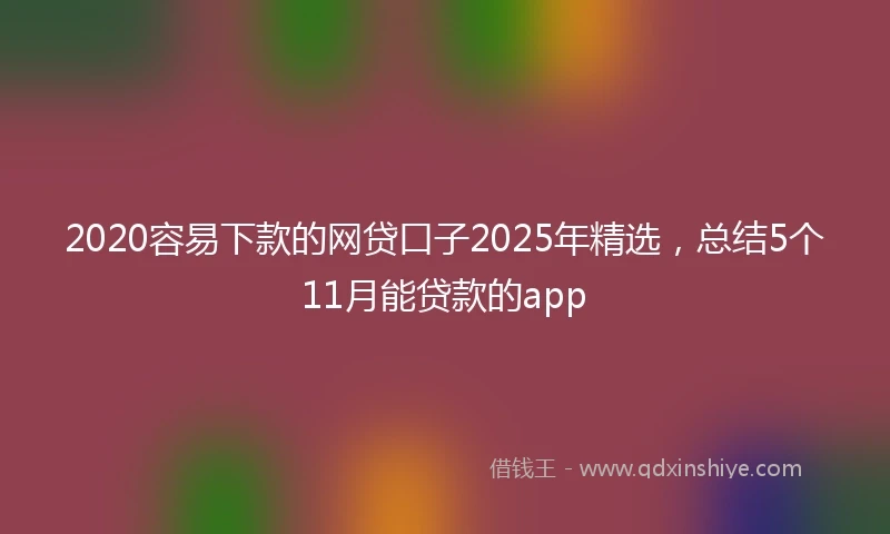 2020容易下款的网贷口子2025年精选，总结5个11月能贷款的app