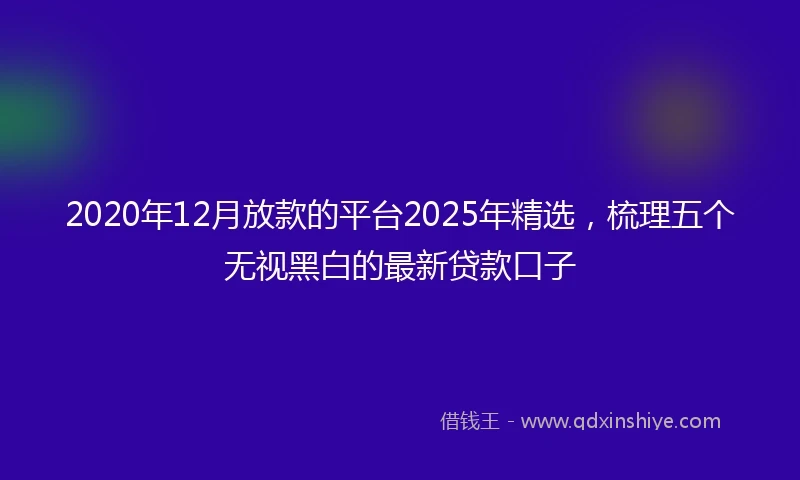 2020年12月放款的平台2025年精选，梳理五个无视黑白的最新贷款口子