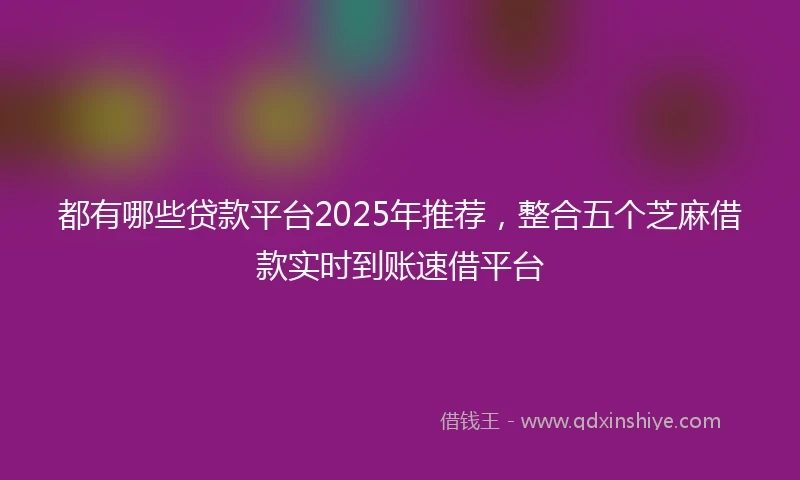 都有哪些贷款平台2025年推荐，整合五个芝麻借款实时到账速借平台