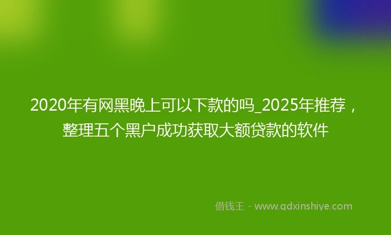 2020年有网黑晚上可以下款的吗_2025年推荐，整理五个黑户成功获取大额贷款的软件