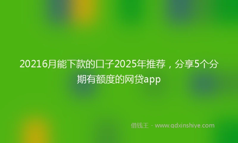 20216月能下款的口子2025年推荐，分享5个分期有额度的网贷app
