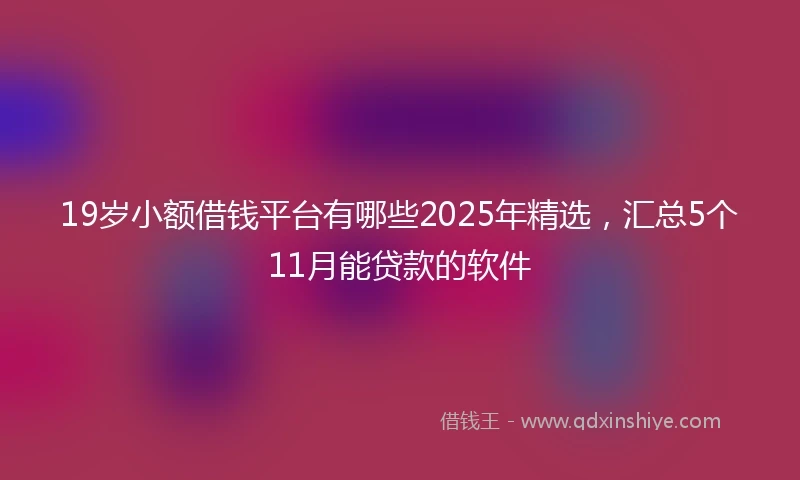 19岁小额借钱平台有哪些2025年精选，汇总5个11月能贷款的软件