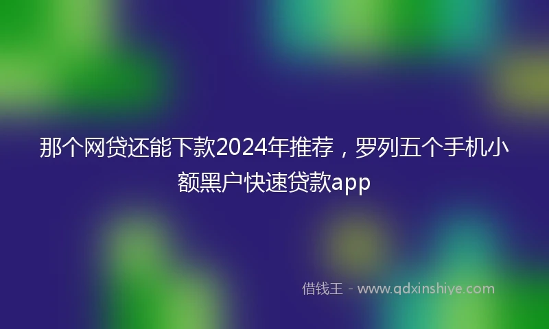那个网贷还能下款2024年推荐，罗列五个手机小额黑户快速贷款app