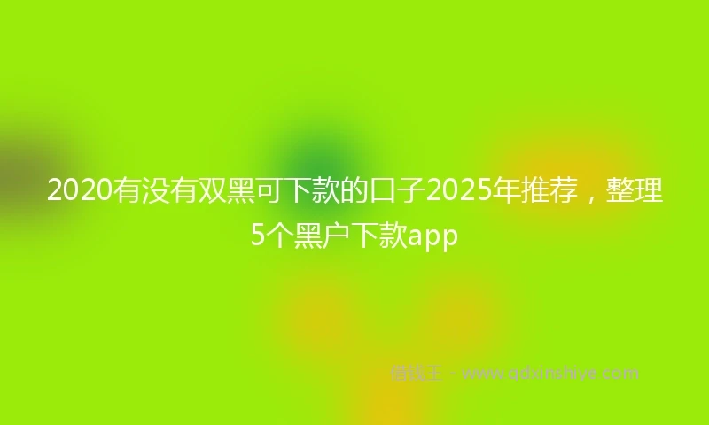 2020有没有双黑可下款的口子2025年推荐，整理5个黑户下款app