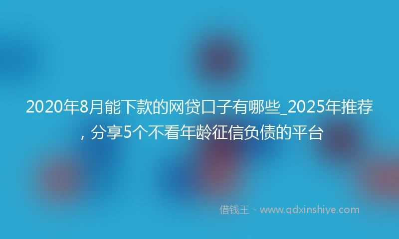 2020年8月能下款的网贷口子有哪些_2025年推荐，分享5个不看年龄征信负债的平台