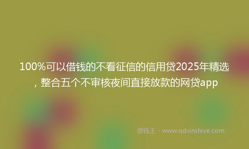 100%可以借钱的不看征信的信用贷2025年精选，整合五个不审核夜间直接放款的网贷app