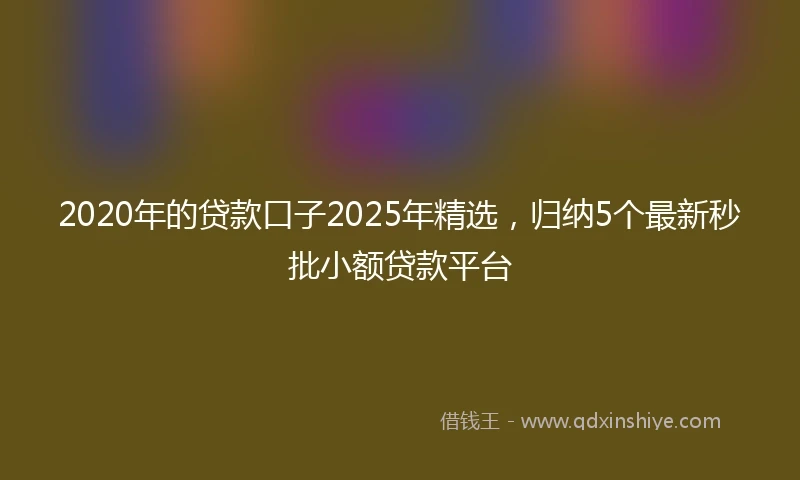 2020年的贷款口子2025年精选，归纳5个最新秒批小额贷款平台