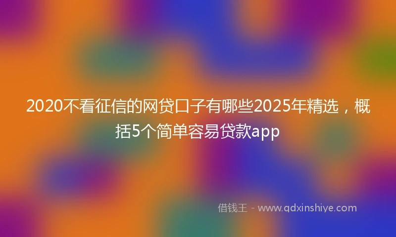 2020不看征信的网贷口子有哪些2025年精选，概括5个简单容易贷款app