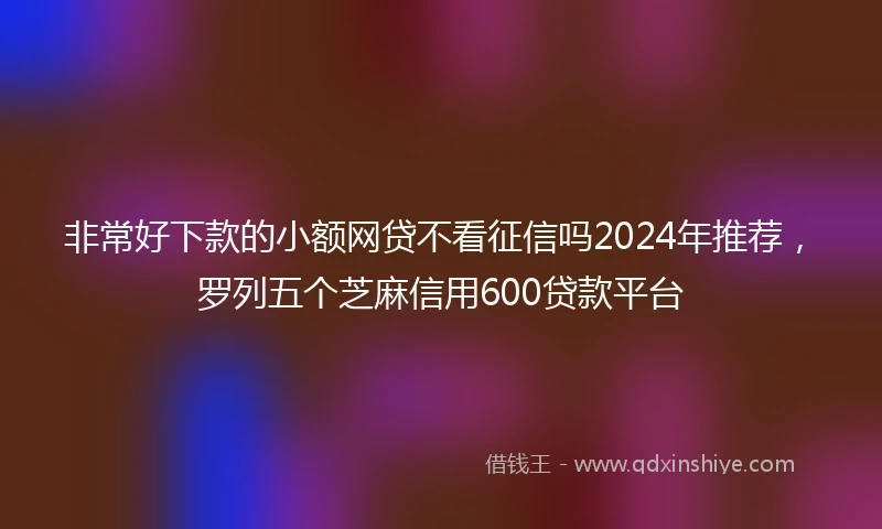 非常好下款的小额网贷不看征信吗2024年推荐，罗列五个芝麻信用600贷款平台