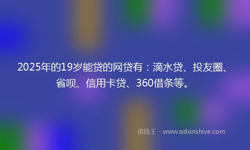 2025年的19岁能贷的网贷有：滴水贷、投友圈、省呗、信用卡贷、360借条等。