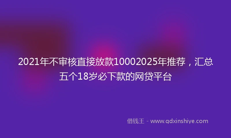 2021年不审核直接放款10002025年推荐，汇总五个18岁必下款的网贷平台
