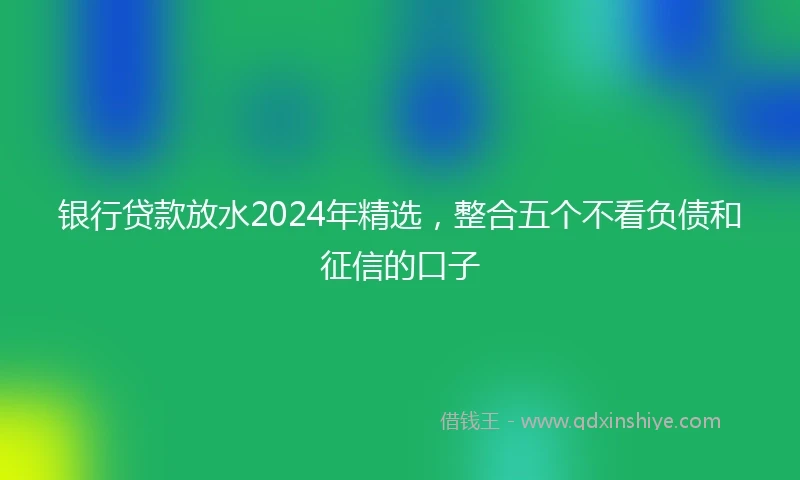 银行贷款放水2024年精选，整合五个不看负债和征信的口子