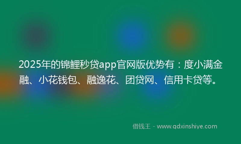 2025年的锦鲤秒贷app官网版优势有：度小满金融、小花钱包、融逸花、团贷网、信用卡贷等。