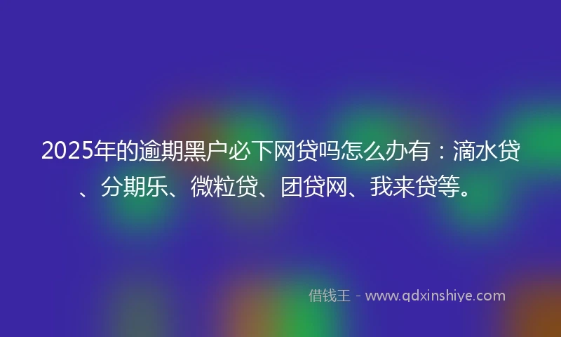 2025年的逾期黑户必下网贷吗怎么办有：滴水贷、分期乐、微粒贷、团贷网、我来贷等。