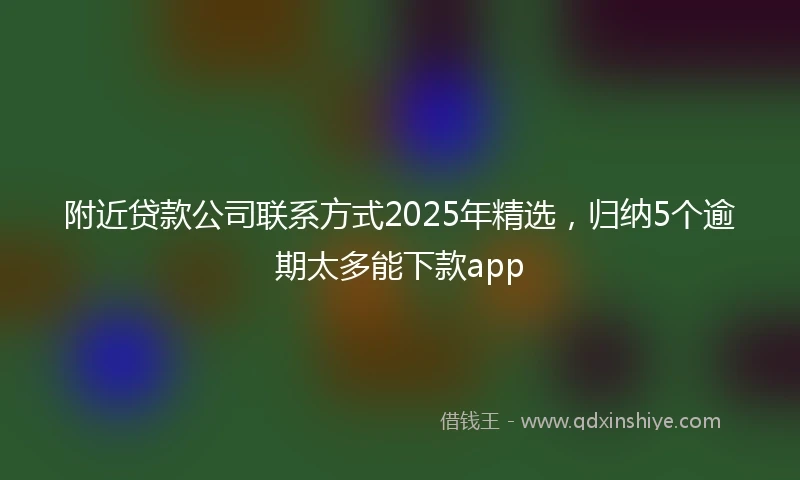 附近贷款公司联系方式2025年精选，归纳5个逾期太多能下款app