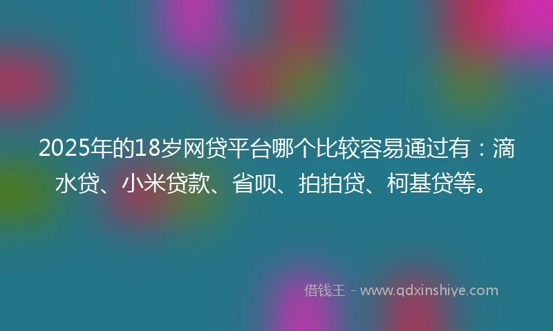 2025年的18岁网贷平台哪个比较容易通过有：滴水贷、小米贷款、省呗、拍拍贷、柯基贷等。