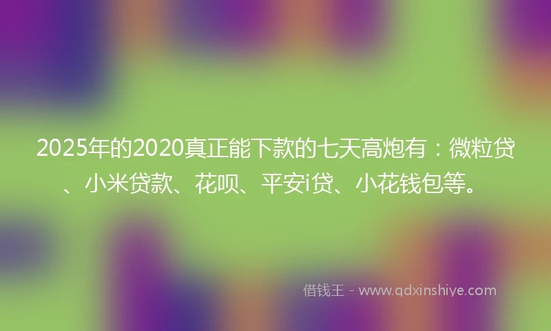 2025年的2020真正能下款的七天高炮有：微粒贷、小米贷款、花呗、平安i贷、小花钱包等。