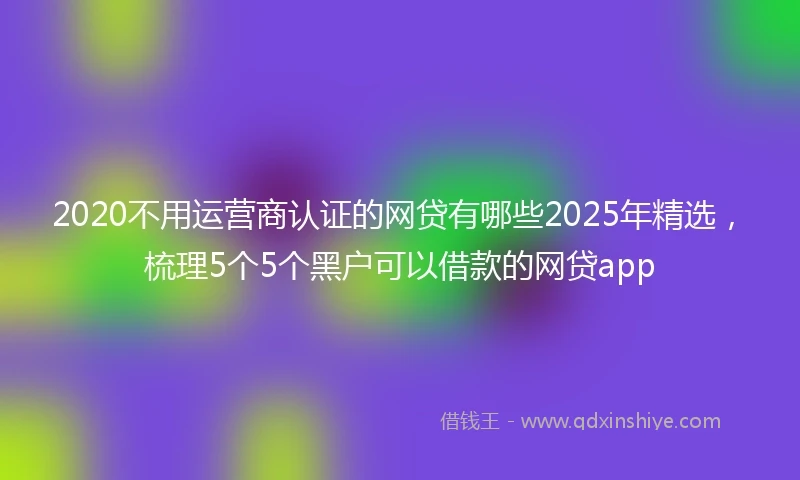 2020不用运营商认证的网贷有哪些2025年精选，梳理5个5个黑户可以借款的网贷app