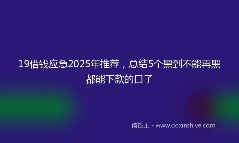 19借钱应急2025年推荐，总结5个黑到不能再黑都能下款的口子