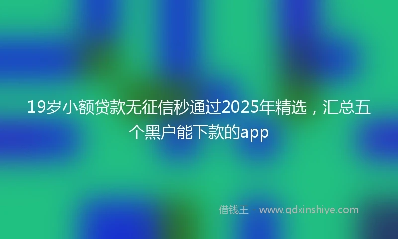 19岁小额贷款无征信秒通过2025年精选，汇总五个黑户能下款的app