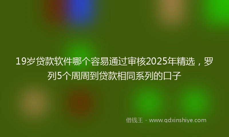 19岁贷款软件哪个容易通过审核2025年精选，罗列5个周周到贷款相同系列的口子