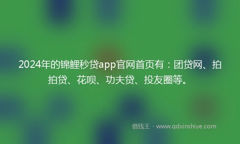 2024年的锦鲤秒贷app官网首页有：团贷网、拍拍贷、花呗、功夫贷、投友圈等。