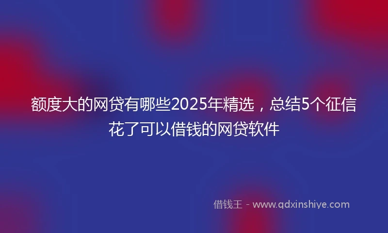 额度大的网贷有哪些2025年精选，总结5个征信花了可以借钱的网贷软件