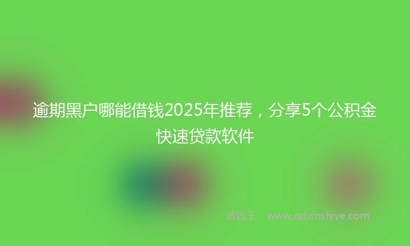 逾期黑户哪能借钱2025年推荐，分享5个公积金快速贷款软件