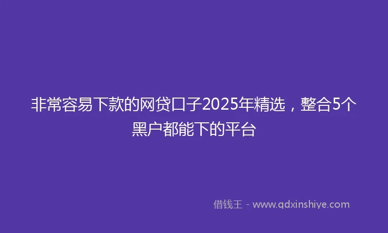 非常容易下款的网贷口子2025年精选，整合5个黑户都能下的平台