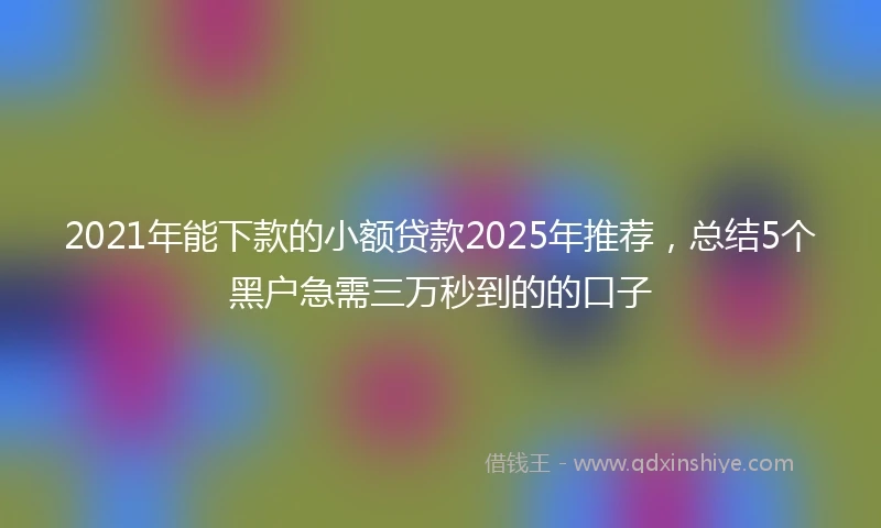 2021年能下款的小额贷款2025年推荐，总结5个黑户急需三万秒到的的口子