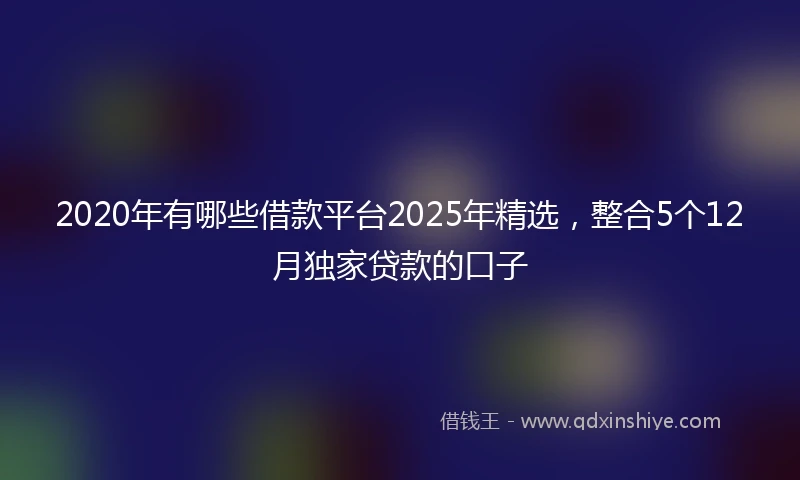 2020年有哪些借款平台2025年精选，整合5个12月独家贷款的口子