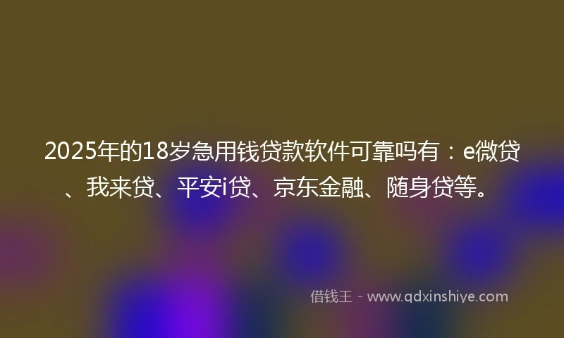 2025年的18岁急用钱贷款软件可靠吗有：e微贷、我来贷、平安i贷、京东金融、随身贷等。