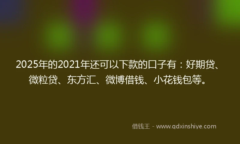 2025年的2021年还可以下款的口子有：好期贷、微粒贷、东方汇、微博借钱、小花钱包等。